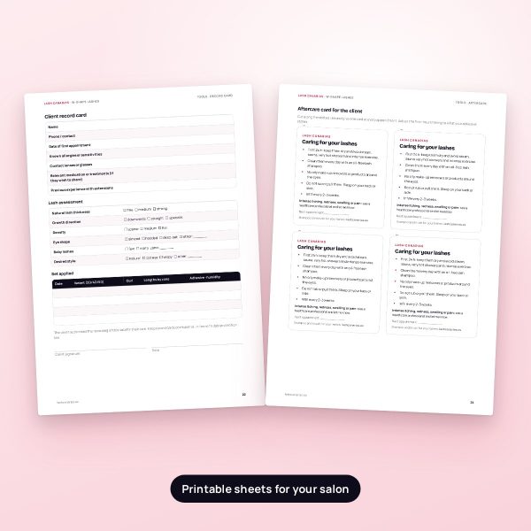 W-Shape guide: printable sheets W-Shape guide pages: printable client record card and aftercare card